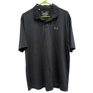 Under Armour Mens Performance Polo Shirt Size Large Black Logo Golf Outdoor